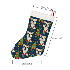 Winter Whimsy Pit Bull Christmas Stocking-Christmas Ornament-Christmas, Home Decor, Pit Bull-26X42CM-White-2