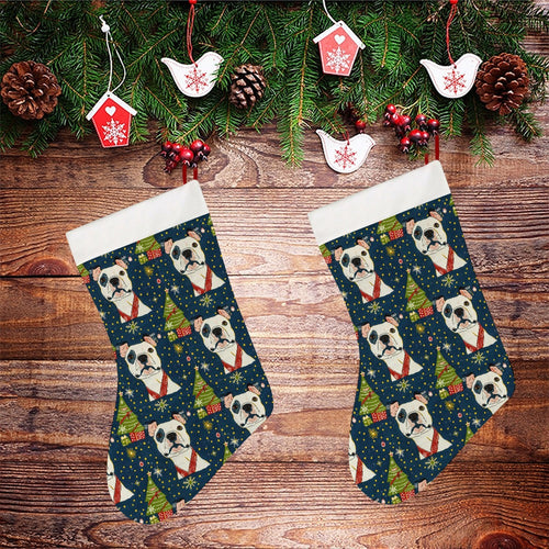 Winter Whimsy Pit Bull Christmas Stocking-Christmas Ornament-Christmas, Home Decor, Pit Bull-26X42CM-White-3
