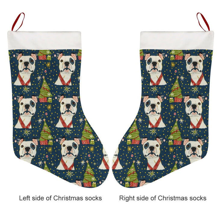 Winter Whimsy Pit Bull Christmas Stocking-Christmas Ornament-Christmas, Home Decor, Pit Bull-26X42CM-White-4