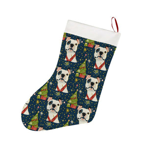 Winter Whimsy Pit Bull Christmas Stocking-Christmas Ornament-Christmas, Home Decor, Pit Bull-26X42CM-White-1