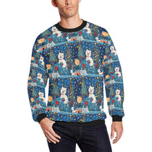 Load image into Gallery viewer, Winter Whimsy Westies Christmas Fuzzy Sweatshirt for Men-Apparel-Apparel, Christmas, Dog Dad Gifts, Sweatshirt, West Highland Terrier-S-1