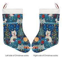 Load image into Gallery viewer, Winter Whimsy Westies Christmas Stocking-Christmas Ornament-Christmas, Home Decor, West Highland Terrier-26X42CM-White2-3