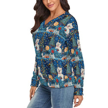 Load image into Gallery viewer, Winter Whimsy Westies Women's V-Neck Christmas Sweater-Apparel-Apparel,Christmas,Dog Mom Gifts,Sweater,Sweatshirt,West Highland Terrier-4