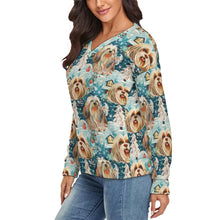 Load image into Gallery viewer, Winter Whiskers Shih Tzu Women's V-Neck Christmas Sweater-Apparel-Apparel,Christmas,Dog Mom Gifts,Shih Tzu,Sweater,Sweatshirt-3