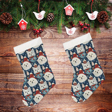 Load image into Gallery viewer, Winter Wonderland American Eskie Christmas Stocking-Christmas Ornament-American Eskimo Dog, Christmas, Home Decor-26X42CM-White-2
