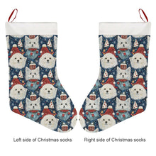 Load image into Gallery viewer, Winter Wonderland American Eskie Christmas Stocking-Christmas Ornament-American Eskimo Dog, Christmas, Home Decor-26X42CM-White-3