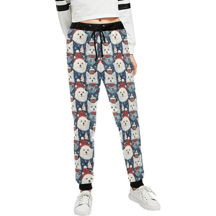 Winter Wonderland American Eskie Christmas Unisex Sweatpants-Apparel-American Eskimo Dog, Apparel, Christmas, Dog Dad Gifts, Dog Mom Gifts, Pajamas-XS-1