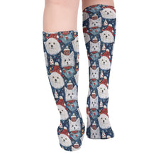Load image into Gallery viewer, Winter Wonderland American Eskie Christmas Women&#39;s Breathable Holiday Socks-Accessories-Accessories, American Eskimo Dog, Christmas, Dog Mom Gifts, Socks-One Size-3