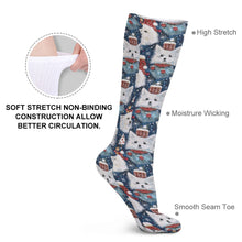 Load image into Gallery viewer, Winter Wonderland American Eskie Christmas Women&#39;s Breathable Holiday Socks-Accessories-Accessories, American Eskimo Dog, Christmas, Dog Mom Gifts, Socks-One Size-4