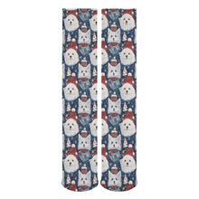 Load image into Gallery viewer, Winter Wonderland American Eskie Christmas Women&#39;s Breathable Holiday Socks-Accessories-Accessories, American Eskimo Dog, Christmas, Dog Mom Gifts, Socks-One Size-6