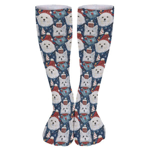 Winter Wonderland American Eskie Christmas Women's Breathable Holiday Socks-Accessories-Accessories, American Eskimo Dog, Christmas, Dog Mom Gifts, Socks-One Size-1