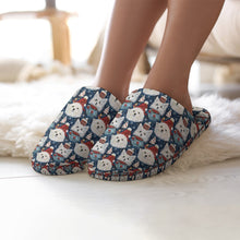 Load image into Gallery viewer, Winter Wonderland American Eskie Christmas Women&#39;s Cotton Mop Slippers-Footwear-Accessories, American Eskimo Dog, Christmas, Dog Mom Gifts, Slippers-1