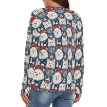 Load image into Gallery viewer, Winter Wonderland American Eskie Women&#39;s V-Neck Christmas Sweater-Apparel-American Eskimo Dog,Apparel,Christmas,Dog Mom Gifts,Sweater,Sweatshirt-4