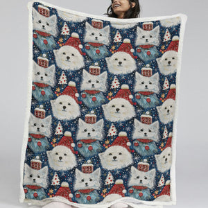 Winter Wonderland American Eskies Soft Warm Christmas Blanket-Blanket-American Eskimo Dog, Blankets, Christmas, Dog Dad Gifts, Dog Mom Gifts, Home Decor-11