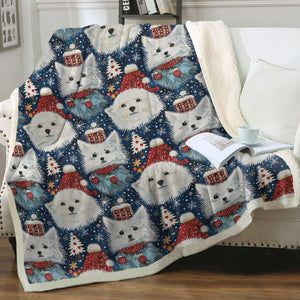 Winter Wonderland American Eskies Soft Warm Christmas Blanket-Blanket-American Eskimo Dog, Blankets, Christmas, Dog Dad Gifts, Dog Mom Gifts, Home Decor-12