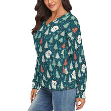 Load image into Gallery viewer, Winter Wonderland Bichon Frise Women's V-Neck Christmas Sweater-Apparel-Apparel,Bichon Frise,Christmas,Dog Mom Gifts,Sweater,Sweatshirt-3