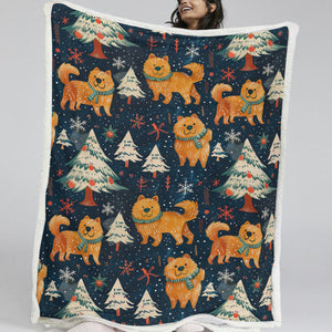 Winter Wonderland Chow Chow Christmas Soft Warm Fleece Blanket-Blanket-Blankets, Chow Chow, Christmas, Dog Dad Gifts, Dog Mom Gifts, Home Decor-11
