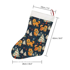 Winter Wonderland Chow Chow Christmas Stocking-Christmas Ornament-Chow Chow, Christmas, Home Decor-26X42CM-White-4