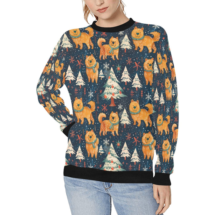 Winter Wonderland Chow Chow Christmas Sweatshirt for Women-Apparel-Apparel, Chow Chow, Christmas, Dog Mom Gifts, Sweatshirt-White5-S-1