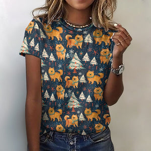 Winter Wonderland Chow Chow Christmas Women's Cotton T-Shirt-Apparel-Apparel, Chow Chow, Christmas, Dog Mom Gifts, T Shirt-5