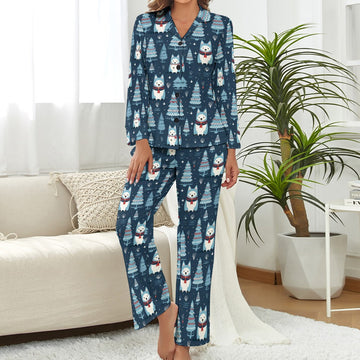 Winter Wonderland Husky Christmas Pajamas Set For Women S 360x