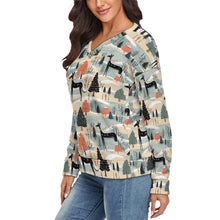 Load image into Gallery viewer, Wintry Wonderland Great Dane’s Women&#39;s V-Neck Christmas Sweater-Apparel-Apparel,Christmas,Dog Mom Gifts,Great Dane,Sweater,Sweatshirt-4