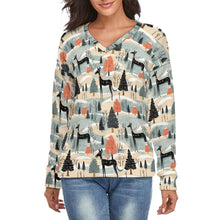 Load image into Gallery viewer, Wintry Wonderland Great Dane’s Women&#39;s V-Neck Christmas Sweater-Apparel-Apparel,Christmas,Dog Mom Gifts,Great Dane,Sweater,Sweatshirt-S-White6-1