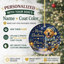 Load image into Gallery viewer, Yellow Labrador Christmas Ornament - Cozy Winter Pet Portrait Design - Personalize with Photo and Name-Christmas Ornament-Christmas,Christmas Ornament,Personalize Artwork-2