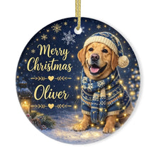 Load image into Gallery viewer, Yellow Labrador Christmas Ornament - Cozy Winter Pet Portrait Design - Personalize with Photo and Name-Christmas Ornament-Christmas,Christmas Ornament,Personalize Artwork-3