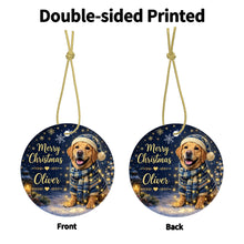 Load image into Gallery viewer, Yellow Labrador Christmas Ornament - Cozy Winter Pet Portrait Design - Personalize with Photo and Name-Christmas Ornament-Christmas,Christmas Ornament,Personalize Artwork-4