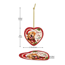 Load image into Gallery viewer, Yellow Labrador Christmas Ornament - Love &amp; Joy Heart Shaped Portrait - Personalized with Name-Christmas Ornament-Christmas,Labrador,Personalize Artwork-5