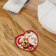 Load image into Gallery viewer, Yellow Labrador Christmas Ornament - Love &amp; Joy Heart Shaped Portrait - Personalized with Name-Christmas Ornament-Christmas,Labrador,Personalize Artwork-7