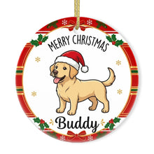 Load image into Gallery viewer, Yellow Labrador Christmas Ornament - Personalized Whimsical Holiday Cartoon Art Design - with Name-Christmas Ornament-Christmas,Labrador,Personalize Artwork-3