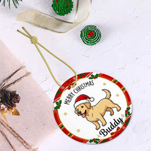 Load image into Gallery viewer, Yellow Labrador Christmas Ornament - Personalized Whimsical Holiday Cartoon Art Design - with Name-Christmas Ornament-Christmas,Labrador,Personalize Artwork-6
