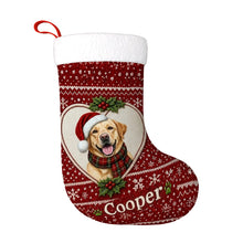 Load image into Gallery viewer, Yellow Labrador Christmas Stocking – Heart Knit Portrait – Personalize with Photo and Name-Christmas Ornament-Christmas,Christmas Stocking,Labrador,Personalize Artwork-3