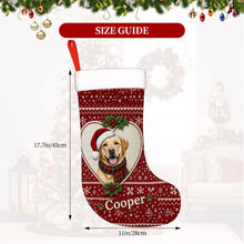 Load image into Gallery viewer, Yellow Labrador Christmas Stocking – Heart Knit Portrait – Personalize with Photo and Name-Christmas Ornament-Christmas,Christmas Stocking,Labrador,Personalize Artwork-6