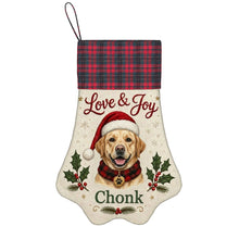 Load image into Gallery viewer, Yellow Labrador Christmas Stocking - Holly &amp; Tartan Portrait - Personalize with Photo and Name-Christmas Ornament-Christmas,Christmas Stocking,Personalize Artwork-3