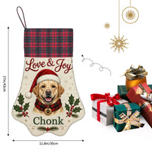Load image into Gallery viewer, Yellow Labrador Christmas Stocking - Holly &amp; Tartan Portrait - Personalize with Photo and Name-Christmas Ornament-Christmas,Christmas Stocking,Personalize Artwork-4