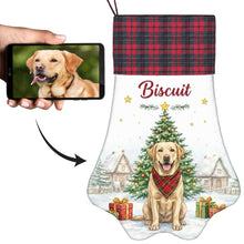 Load image into Gallery viewer, Yellow Labrador Christmas Stocking - Home for the Holidays - Personalize with Photo and Name-Christmas Ornament-Christmas,Christmas Stocking,Personalize Artwork-1