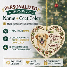 Load image into Gallery viewer, Yellow Labrador Dog Ornament - Christmas Wishes Design - Personalized with Name-Christmas Ornament-Christmas,Labrador,Personalize Artwork-2