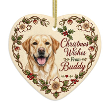 Load image into Gallery viewer, Yellow Labrador Dog Ornament - Christmas Wishes Design - Personalized with Name-Christmas Ornament-Christmas,Labrador,Personalize Artwork-4