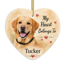 Load image into Gallery viewer, Yellow Labrador Dog Ornament - My Heart Belongs To Design - Personalized with Name-Christmas Ornament-Christmas,Labrador,Personalize Artwork-2