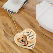 Load image into Gallery viewer, Yellow Labrador Dog Ornament - My Heart Belongs To Design - Personalized with Name-Christmas Ornament-Christmas,Labrador,Personalize Artwork-5