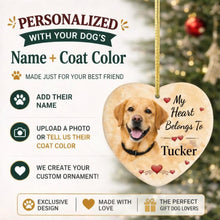 Load image into Gallery viewer, Yellow Labrador Dog Ornament - My Heart Belongs To Design - Personalized with Name-Christmas Ornament-Christmas,Labrador,Personalize Artwork-7
