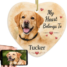 Load image into Gallery viewer, Yellow Labrador Dog Ornament - My Heart Belongs To Design - Personalized with Name-Christmas Ornament-Christmas,Labrador,Personalize Artwork-1