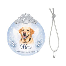 Load image into Gallery viewer, Yellow Labrador Ornament - Angel Dog Memorial Design - Personalized with Photo and Name-Christmas Ornament-Christmas,Christmas Ornament,Labrador,Personalize Artwork-4