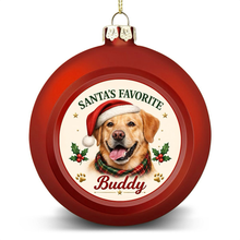 Load image into Gallery viewer, Yellow Labrador Ornament - Classic Red Round Shape - Santa's Favourite Design - Personalized with Name-Christmas Ornament-Christmas,Labrador,Personalize Artwork-4