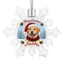 Load image into Gallery viewer, Yellow Labrador Ornament - Personalized Snowflake Shaped Christmas Snow Globe Design - with Name-Christmas Ornament-Christmas,Labrador,Personalize Artwork-4
