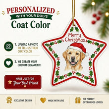 Load image into Gallery viewer, Yellow Labrador Ornament - Personalized Star Shaped Christmas Folk-Art Design-Christmas Ornament-Christmas,Labrador,Personalize Artwork-2
