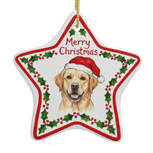 Load image into Gallery viewer, Yellow Labrador Ornament - Personalized Star Shaped Christmas Folk-Art Design-Christmas Ornament-Christmas,Labrador,Personalize Artwork-3